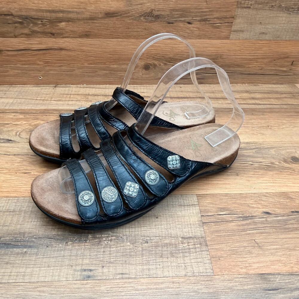 Dansko Janie Black Strappy Slide Slip On Sandal Size 39 US 9.5 Women's
